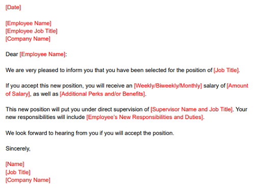 Job Promotion Letter